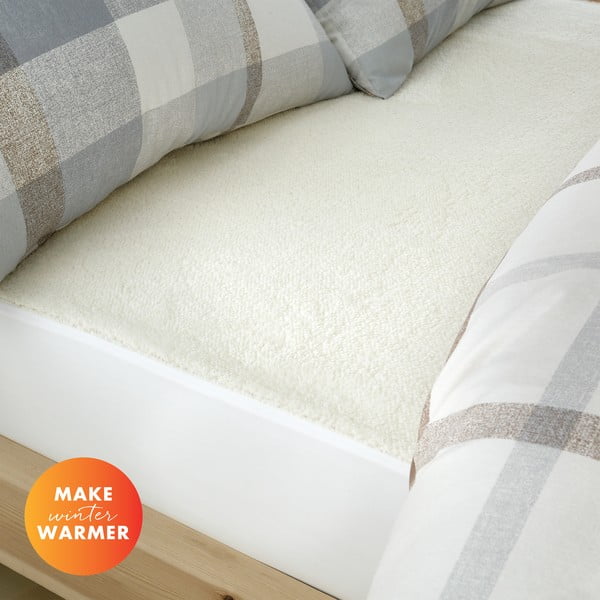 Kreminės spalvos mikropluošto paklodė 90x190 cm - Catherine Lansfield-image-1