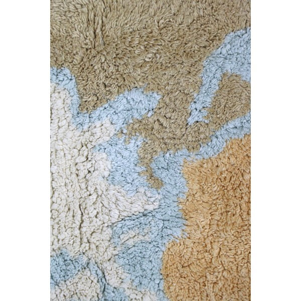 Skalbiamas/rankų darbo mėlynos spalvos/smėlio spalvos iš medvilnės vaikiškas žaidimų kilimas 70x100 cm Mini Worldmap – Lorena Canals-image-1