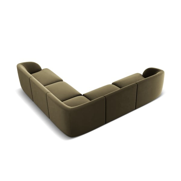 Kampinė sofa žalios spalvos iš velveto Miley  – Micadoni Home-image-3