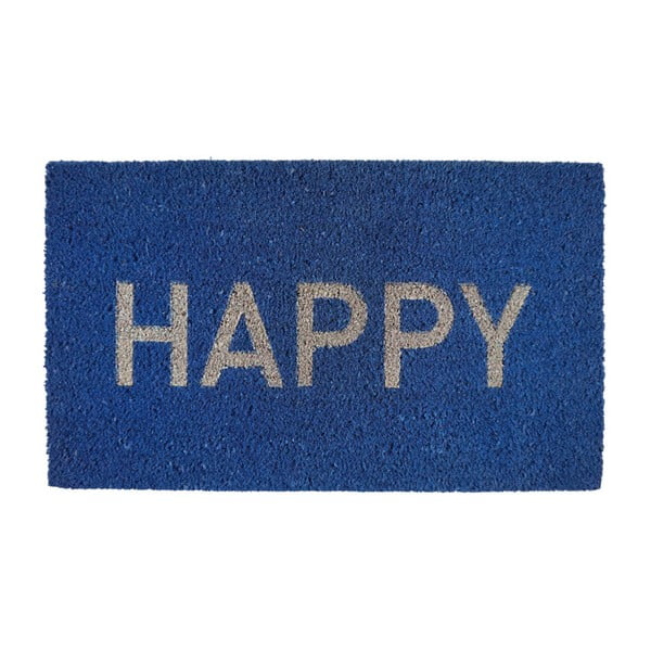 Mėlynas kokoso pluošto kilimėlis "Fisura Happy", 40 x 70 cm
