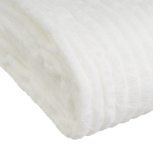 Baltos spalvos iš mikropliušo antklodė ir pledas 130x160 cm Fur Velvet – Casa Selección-image-3