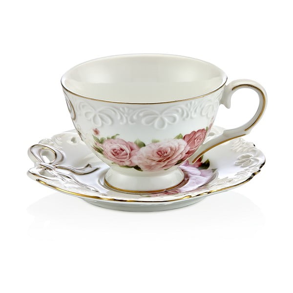 6 porcelianinių kavos puodelių su lėkštutėmis rinkinys Eliana