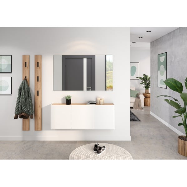 Baltos spalvos pakabinama spintelė iš ąžuolo 138x52x25 cm Libbiano – Germania-image-1