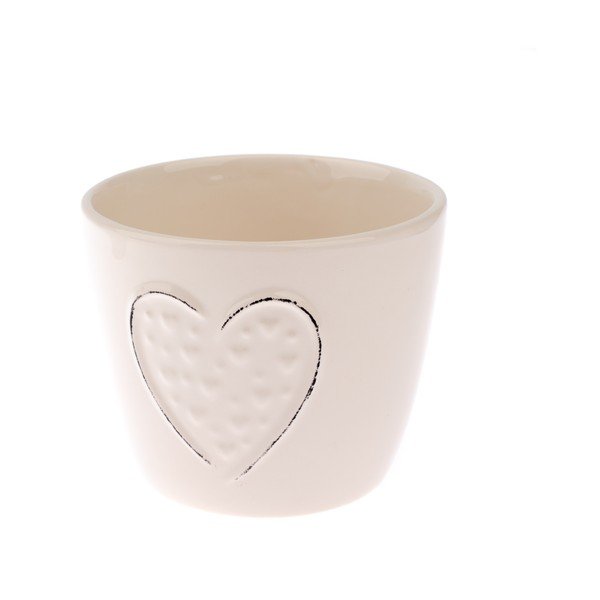 Kreminės spalvos keraminis puodas "Dakls Heart", aukštis 9,5 cm