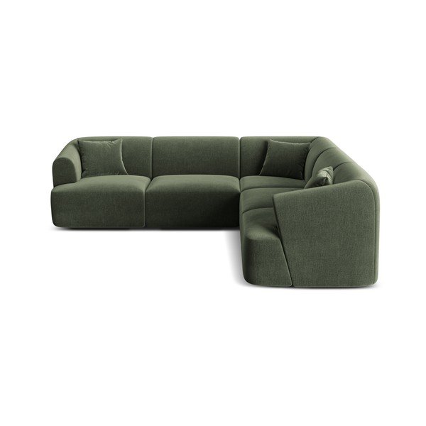 Žalios spalvos kampinė sofa iš velveto Campi – Cosmopolitan Design