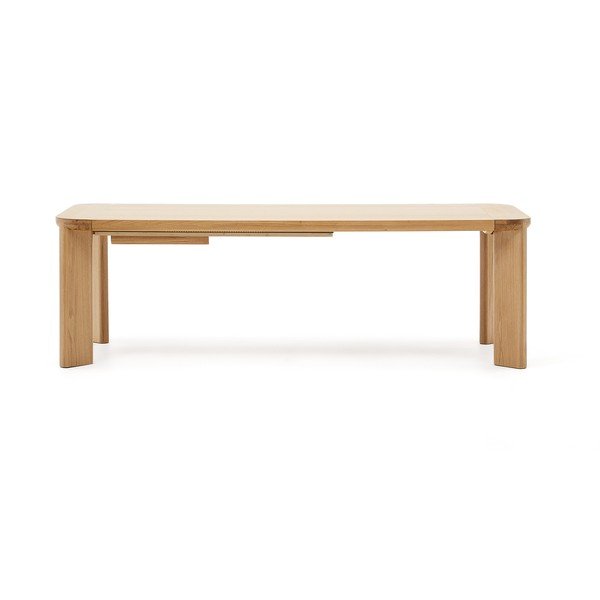 Prailginamas valgomojo stalas su papildomu stalviršiu su ąžuolo dekoro stalviršiu 100x240 cm Jondal – Kave Home-image-3