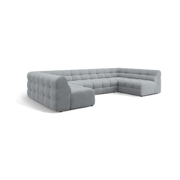 Pilkos spalvos kampinė sofa („U“ formos) Kendal – Micadoni -image-3
