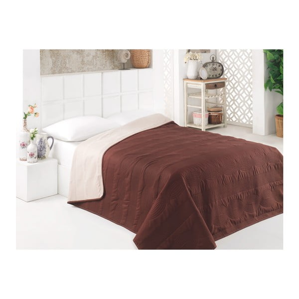 Ruda ir balta dvipusė mikropluošto lovatiesė, 160 x 220 cm