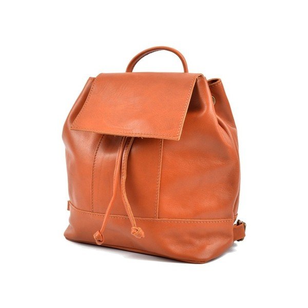 Cognac brown leather women's backpack Roberta M Ramida-image-3