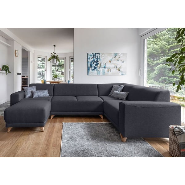 Antracito spalvos sulankstoma/su sandėliavimo vieta kampinė sofa (su dešiniuoju kampu/„U“ formos) Classy Sophie – Miuform-image-1