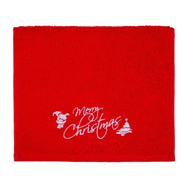 Kalėdinis raudonas vonios rankšluostis, 30 x 50 cm
