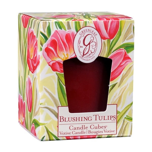 "Greenleaf Blushing Tulips" žvakė, 15 valandų degimo trukmė