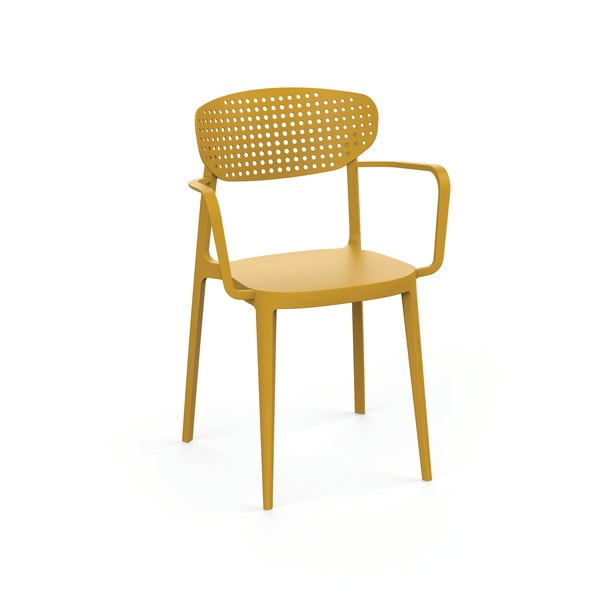 Plastikinė sodo kėdė geltonos spalvos Aire – Rojaplast
