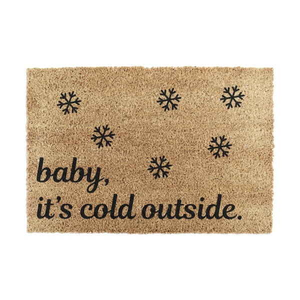 Iš kokoso pluošto grindų kilimėlis su Kalėdų motyvu 40x60 cm Baby It's Cold Outside – Artsy Doormats