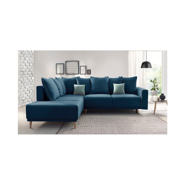 "Bobochic Paris Mola L" tamsiai mėlyna sofa-lova, kairysis kampas-image-4