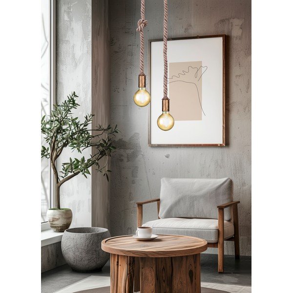 Žalvario spalvos kabantis šviestuvas ø 12 cm Rope – Trio-image-1