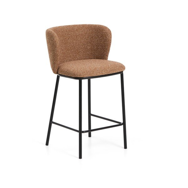 Terakotos spalvos iš audinio baro taburetė (sėdynės aukštis 65 cm) Ciselia – Kave Home