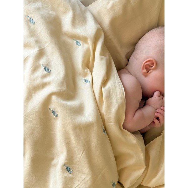 Šviesiai geltonos spalvos iš organiškos medvilnės vaikiška patalynė vaikiškai lovai 70x100 cm Sea Garden – Cam Cam Copenhagen-image-3