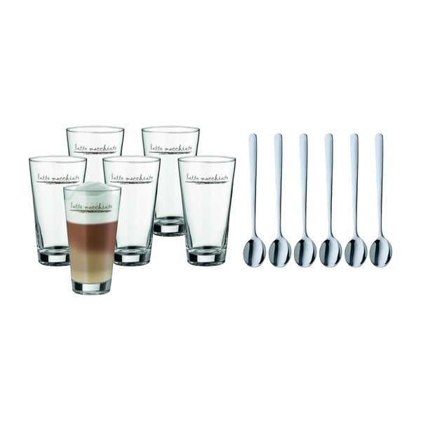 6 sidabro spalvos stiklinių puodelių su šaukštais rinkinys, 280 ml - WMF-image-3