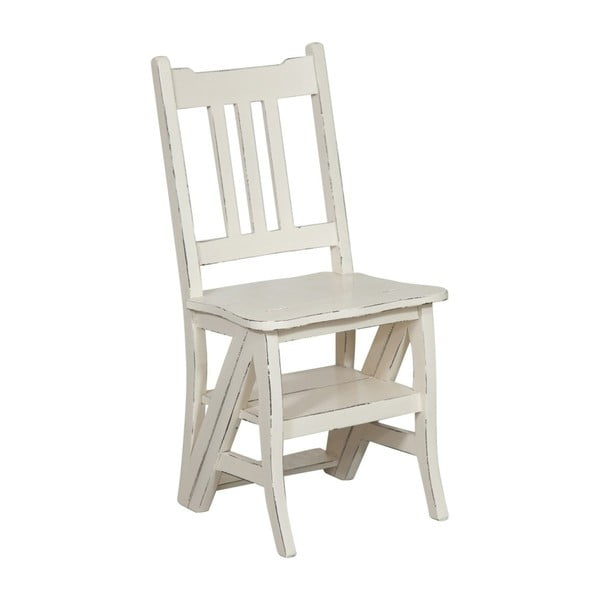 Balta raudonmedžio kėdė ir sulankstomos kopėčios vienoje "Biscottini Claudia