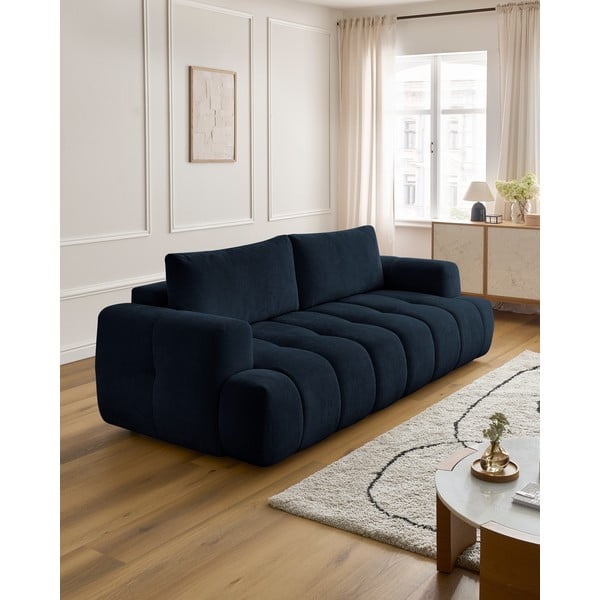 Tamsiai mėlynos spalvos sulankstoma/su sandėliavimo vieta sofa 251 cm Fuji – Bobochic Paris-image-1