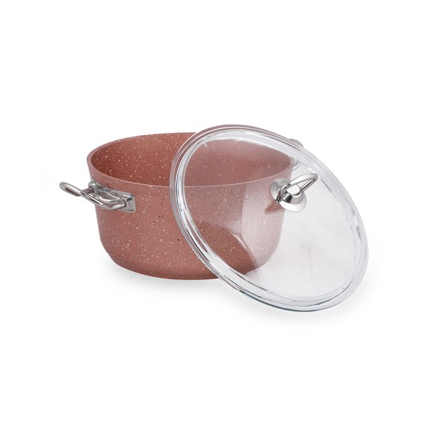 Rožinis aliuminio puodas su dangčiu Güral Porselen Classic, ø 24 cm-image-3