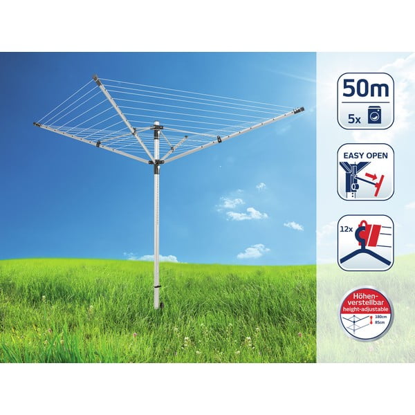 Sidabrinės spalvos sodo skalbinių džiovykla 50 m LinoLift 500 – LEIFHEIT-image-1