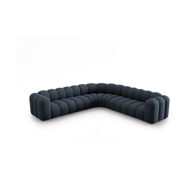 Mėlynos spalvos iš šenilinio audinio modulinė kampinė sofa Lupine – Micadoni 