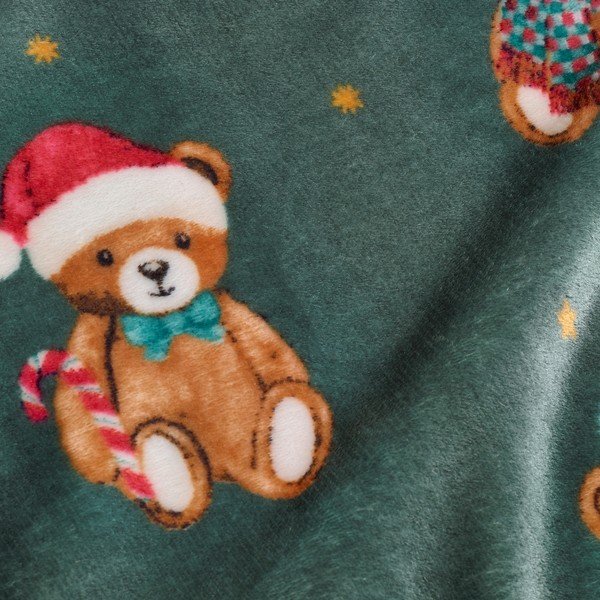 Tamsiai žalios spalvos antklodė ir pledas su Kalėdų motyvu 170x130 cm Christmas Tartan Teddy Bear – Catherine Lansfield-image-3