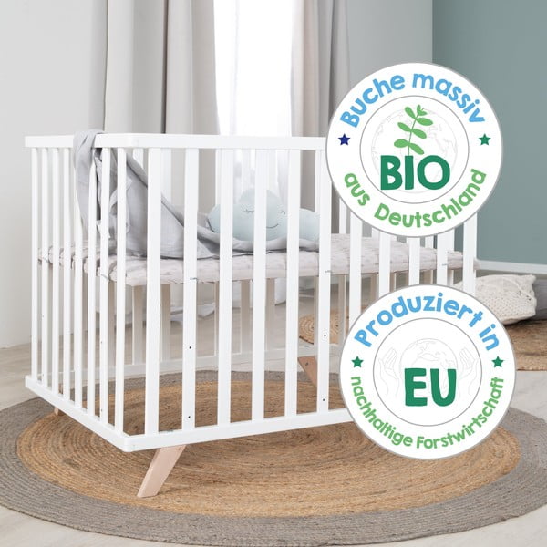 Natūralios spalvos iš buko masyvo maniežas vaikams reguliuojamas aukštis 75x100 cm Lil Planet – Roba-image-4