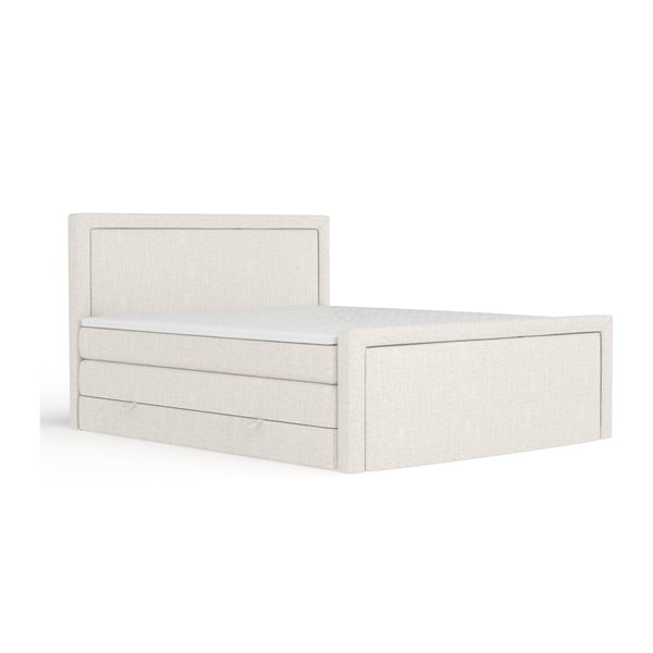 Smėlio spalvos spyruoklinė lova su sandėliavimo vieta 200x200 cm Lavenda – Maison de Rêve