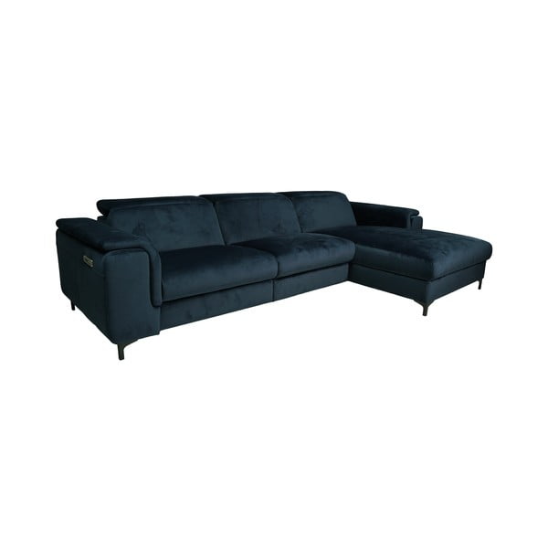 Kampinė sofa tamsiai mėlynos spalvos iš velveto (su dešiniuoju kampu) Brito – MESONICA-image-4