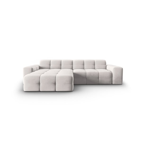 Šviesiai pilka aksominė kampinė sofa (kairysis kampas) Kendal - Micadoni Home
