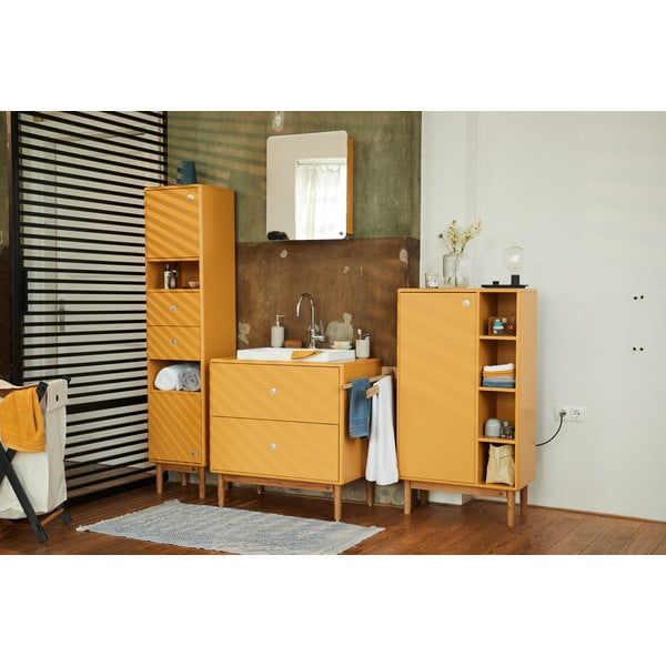 Aukšta/pakabinama vonios daiktadėžė garstyčių spalvos 40x158 cm Color Bath – Tom Tailor-image-1