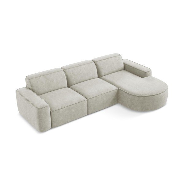 Kreminės spalvos iš šenilinio audinio kampinė sofa (su dešiniuoju kampu/su gultu) Omao – Makamii-image-4