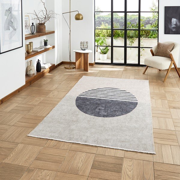 Skalbiamas iš medvilnės mišinio kilimas pilkos spalvos 60x170 cm Whisper – Think Rugs-image-1