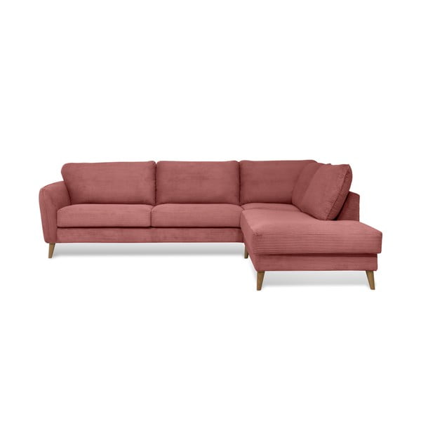 Iš kordinio velveto kampinė sofa rožinės spalvos (su dešiniuoju kampu) Paris – Scandic