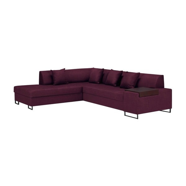 Violetinė kampinė sofa-lova su juodomis kojomis "Cosmopolitan Design Orlando", kairysis kampas
