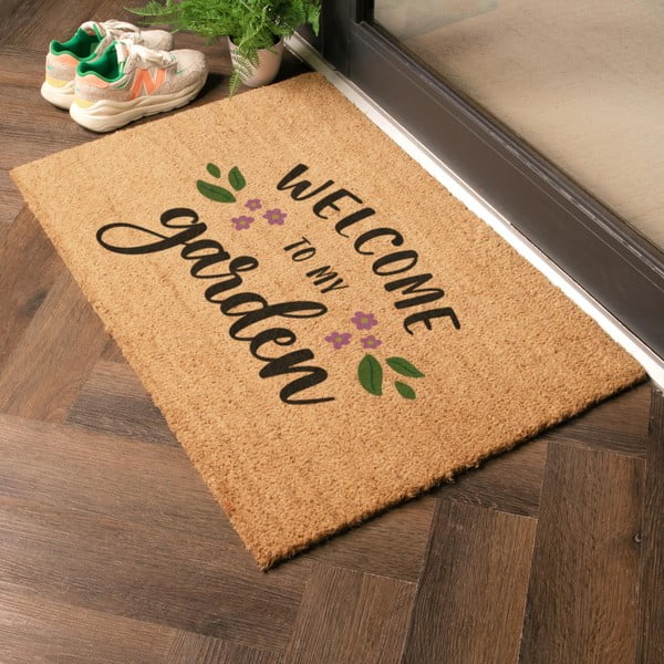 Iš kokoso pluošto grindų kilimėlis 60x90 cm Welcome to My Garden – Artsy Doormats-image-1