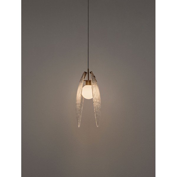 Žalvario spalvos iš plieno kabantis šviestuvas LED su stiklo gaubtu Shelina – Nova Luce-image-4