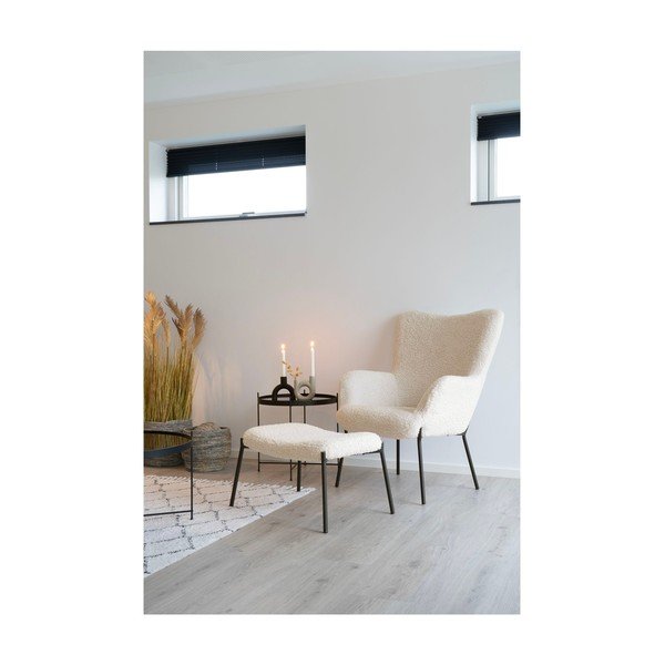 Kreminės spalvos taburetė iš dirbtinio kailio Glasgow – House Nordic-image-4