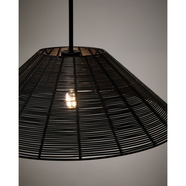 Juodos spalvos iš dirbtinio rotango šviestuvo gaubtas ø 50 cm Saranella – Kave Home-image-1