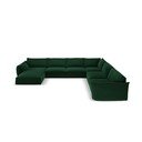 Tamsiai žalios spalvos iš velveto kampinė sofa (su dešiniuoju kampu/„U“ formos) Vanda – Mazzini Sofas