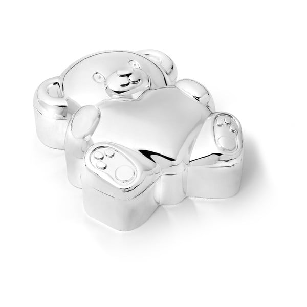 Iš metalo dėžutė pirmiems dantukams blizgios sidabrinės spalvos 6x5x2 cm Bear with Heart – Zilverstad-image-3