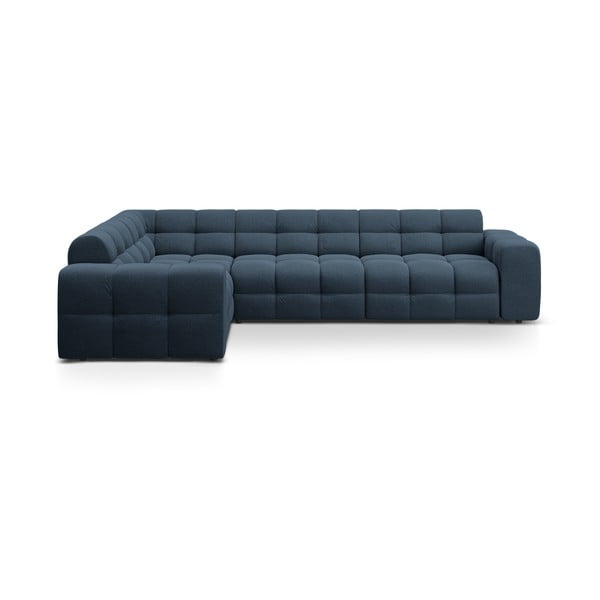 Tamsiai mėlynos spalvos kampinė sofa (su kairiuoju kampu/„L“ formos) Kendal – Micadoni 