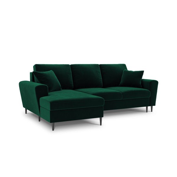 Žalios spalvos iš velveto sulankstoma/su sandėliavimo vieta kampinė sofa (su kairiuoju kampu/su gultu) Kyoto – Cosmopolitan Design-image-1