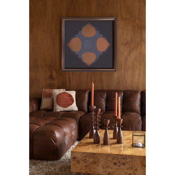 Rudos spalvos modulinė taburetė iš odos Hackman – Dutchbone-image-1