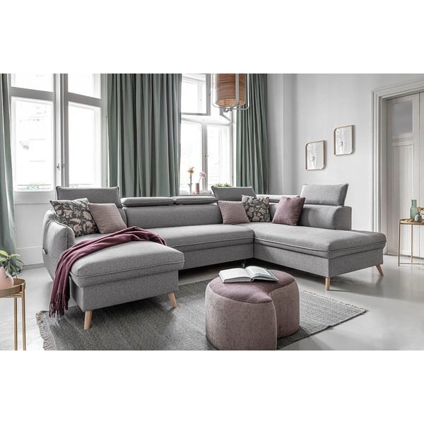 Sulankstoma kampinė sofa šviesiai pilkos spalvos (su dešiniuoju kampu) Sweet Harmony – Miuform-image-4