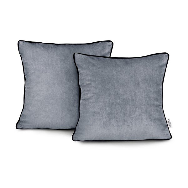 2 tamsiai pilkų pagalvės užvalkalų rinkinys AmeliaHome Piping, 45 x 45 cm-image-1