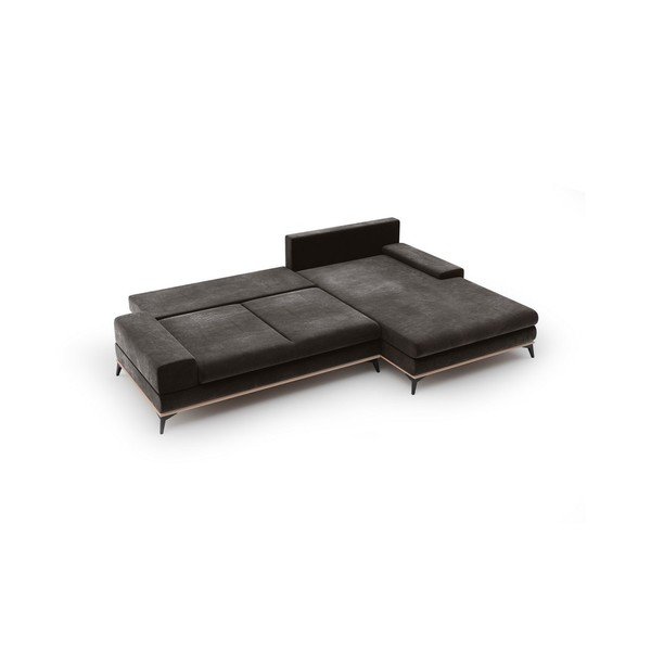 Tamsiai ruda kampinė sofa-lova su aksomo apmušalais Windsor & Co Sofas Astre, dešinysis kampas-image-3